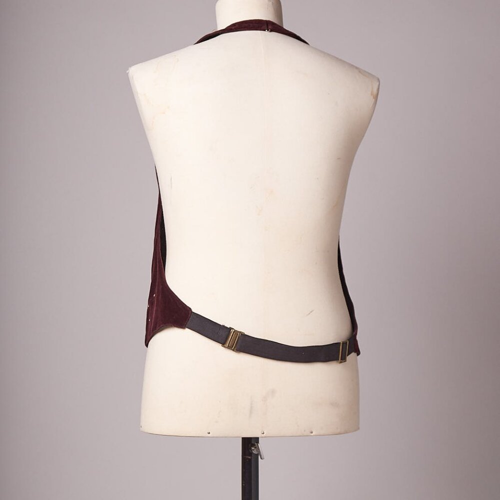 Vintage Show Vest Maroon Velvet Gold Trimmed Jeweled